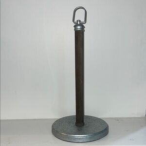 Umbra Silver and Dark Wood Famhouse Paper Towel Holder